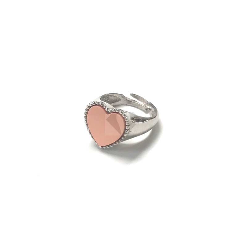 anello cuore smalto rosa