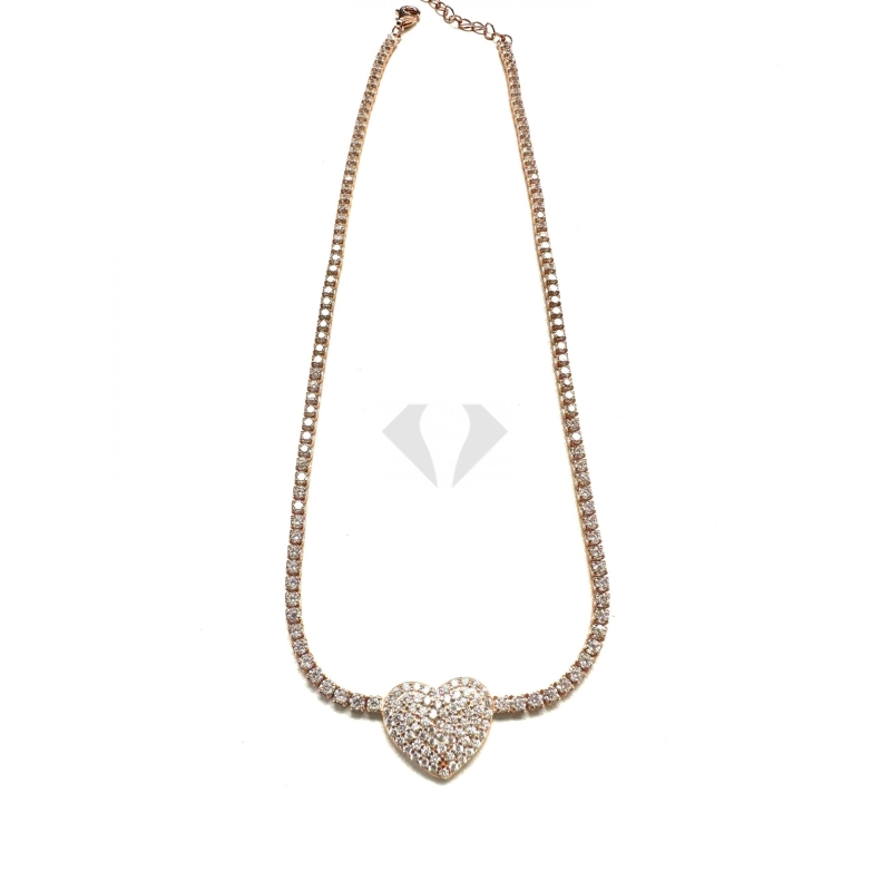 Choker gold rose cuore pavè