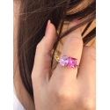 Anello 2 pietre rosa