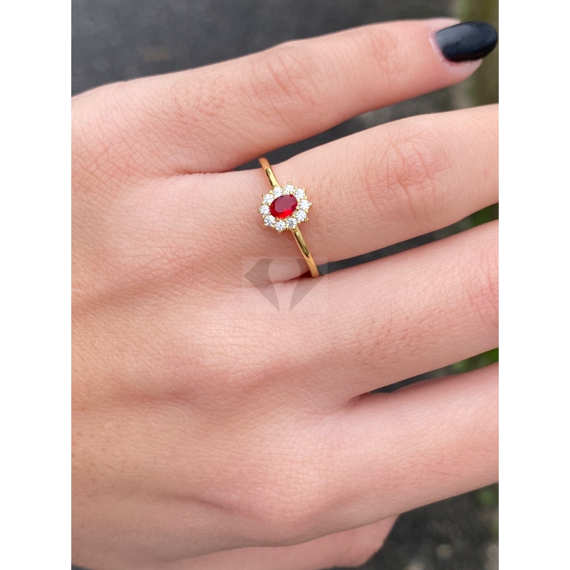 anello mini kate gold pietra rossa