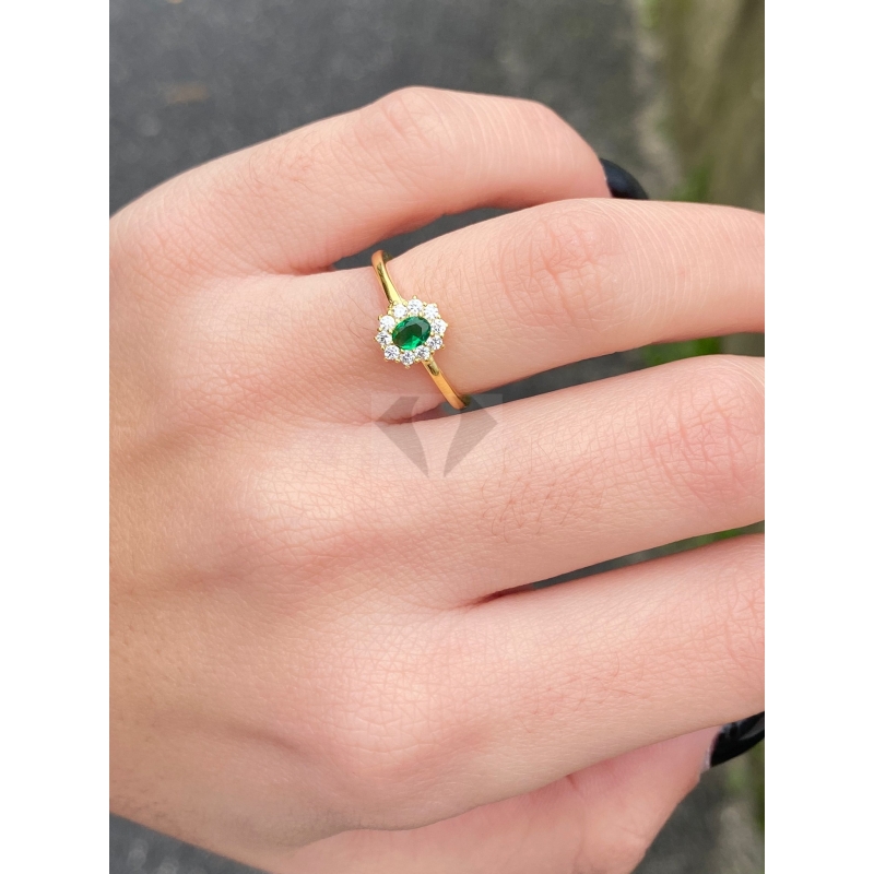 anello mini kate gold pietra verde