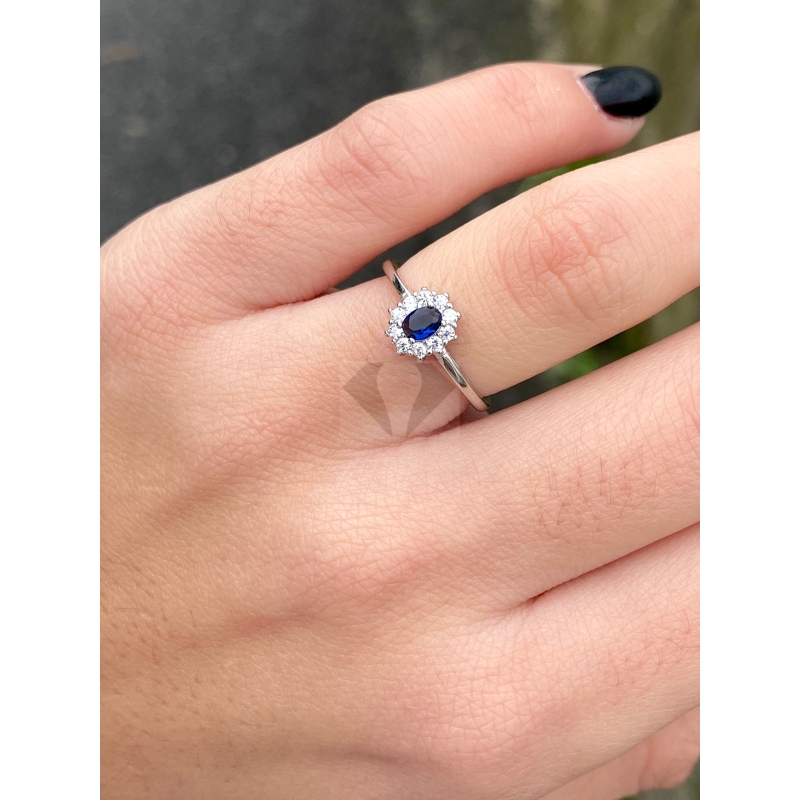 anello mini kate rodiato pietra blu