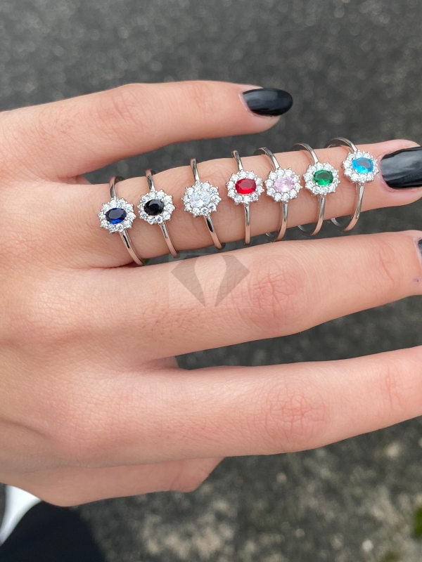 Acquista ora anello mini kate rodiato pietra blu su elefantebianco.jewelry