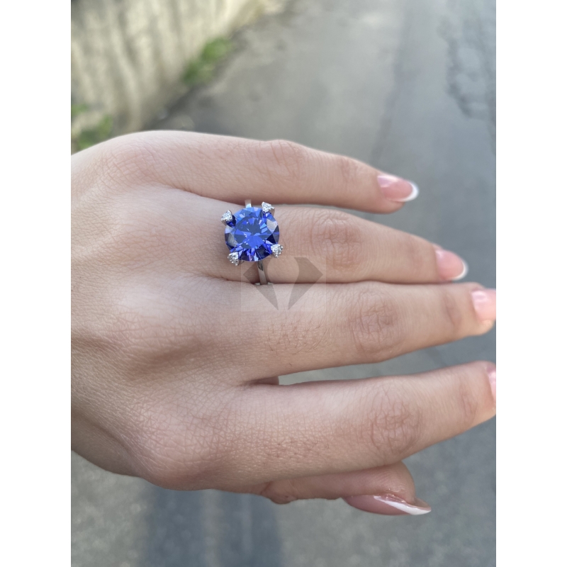anello solitario Megan (Blu oceano)