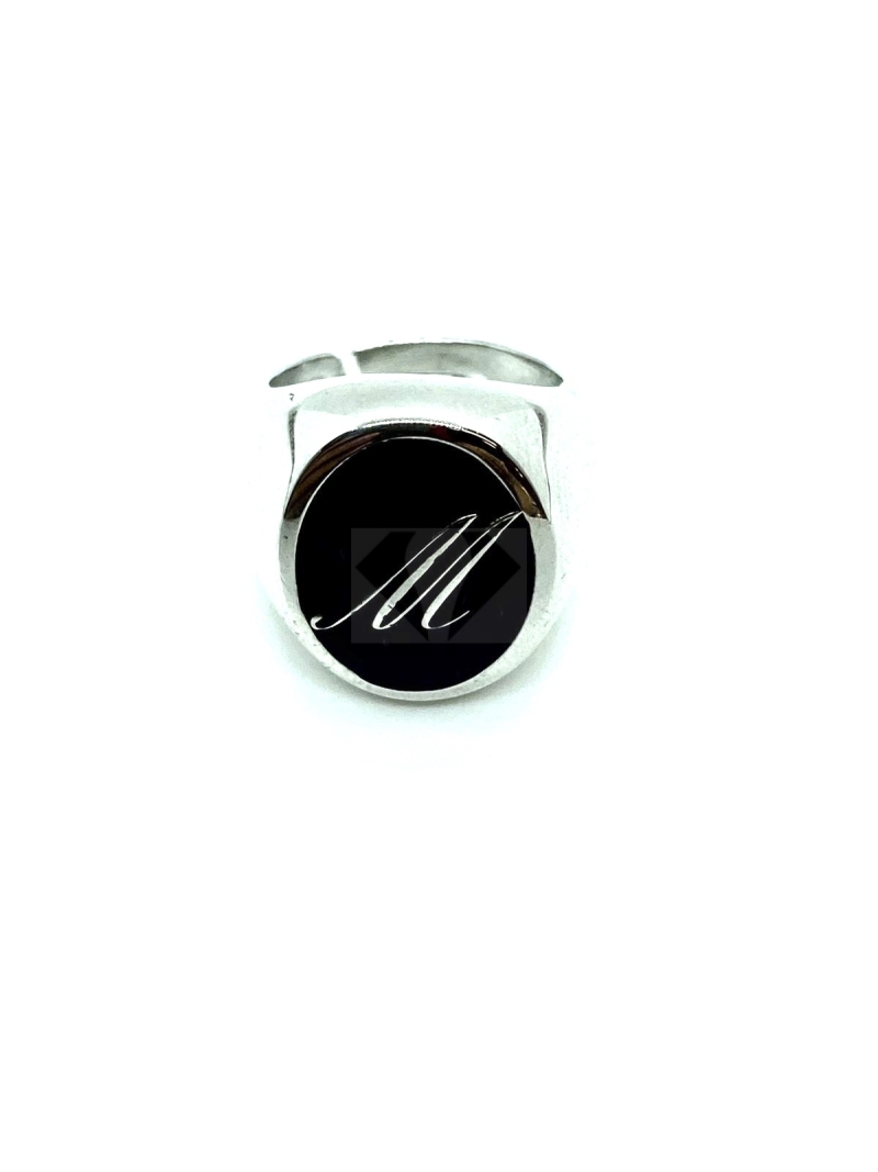 Acquista ora anello smalto nero personalizzato su elefantebianco.jewelry