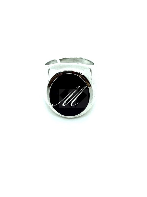 Acquista ora anello smalto nero personalizzato su elefantebianco.jewelry