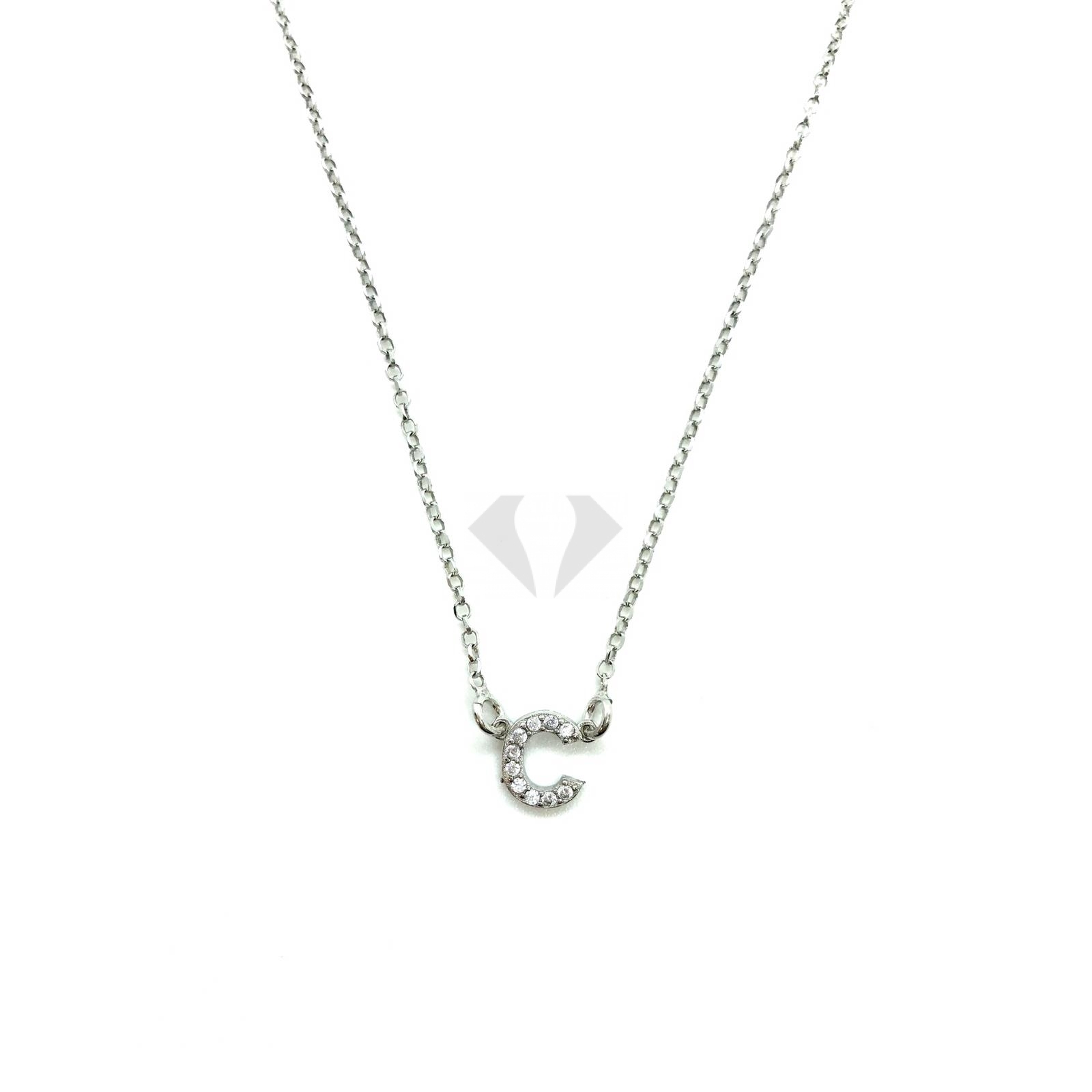 collana lettera personalizzabile con zirconi in argento 925%