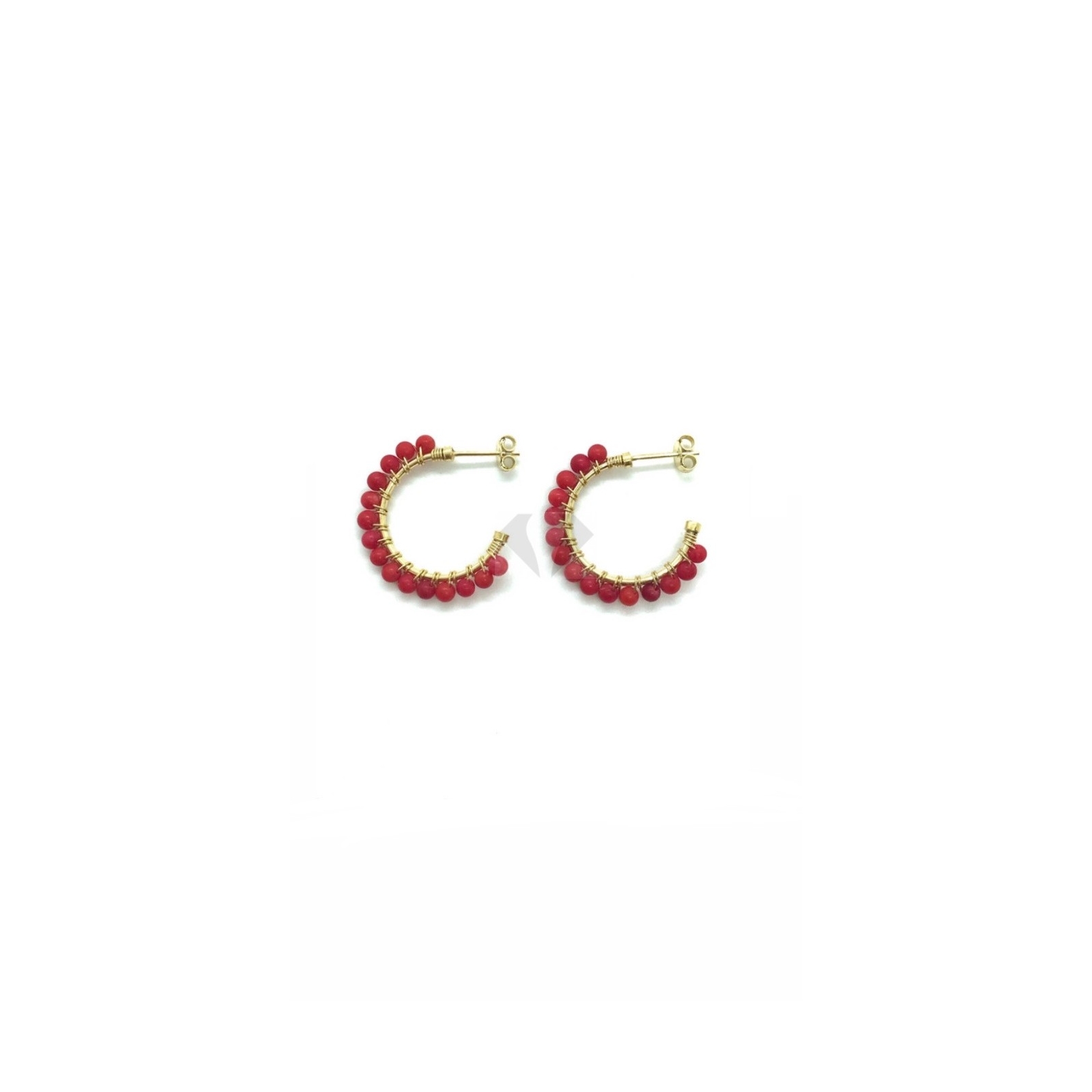 cerchietti perle mm 23 rosse in argento  925%   (prezzo inteso per la coppia )BASE PLACCATO ORO