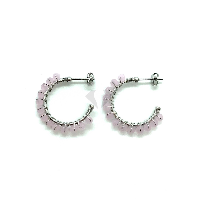 cerchietti perle mm 23 rosa in argento 925% (prezzo inteso per la coppia)