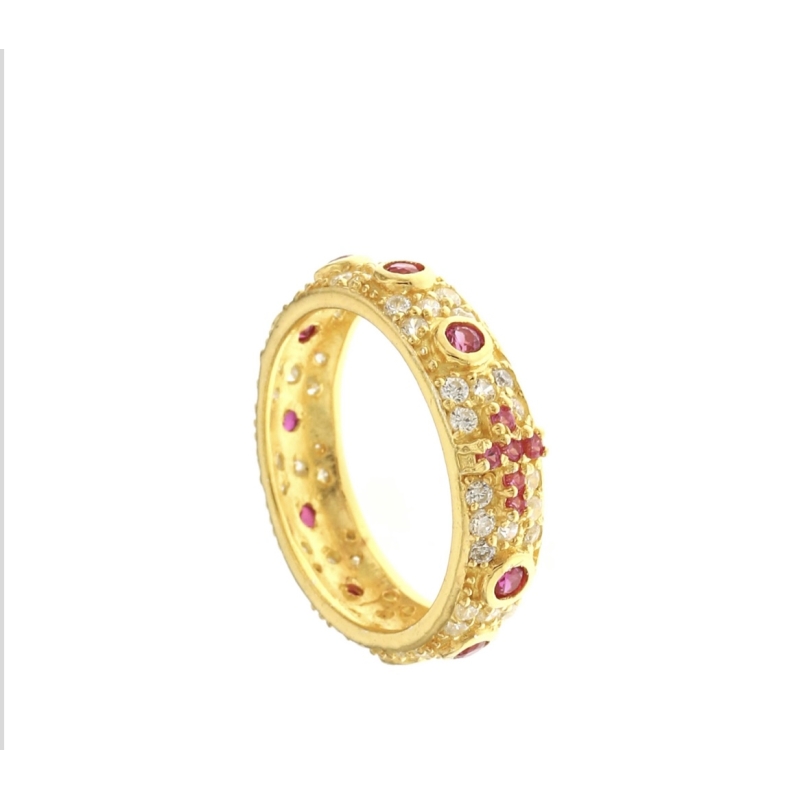 anello rosario (base gialla pietre rosse)