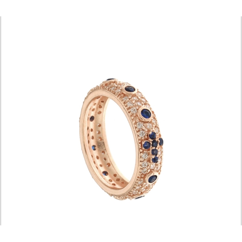 anello rosario (base rosa pietre blu )