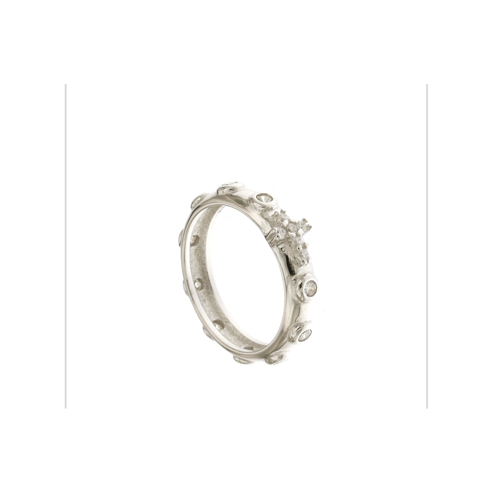 anello rosario classico (base bianca pietre bianche)