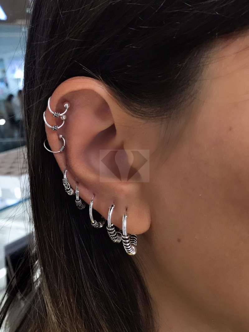 cerchietti bali per helix trago o naso 9 mm in argento 925% (prezzo inteso per singolo orecchino)