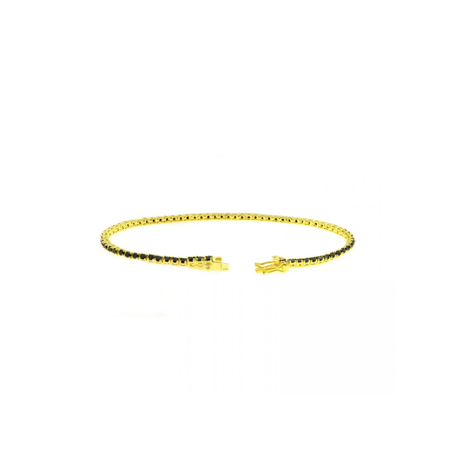 bracciale tennis base gold zirconi neri (2 mm)