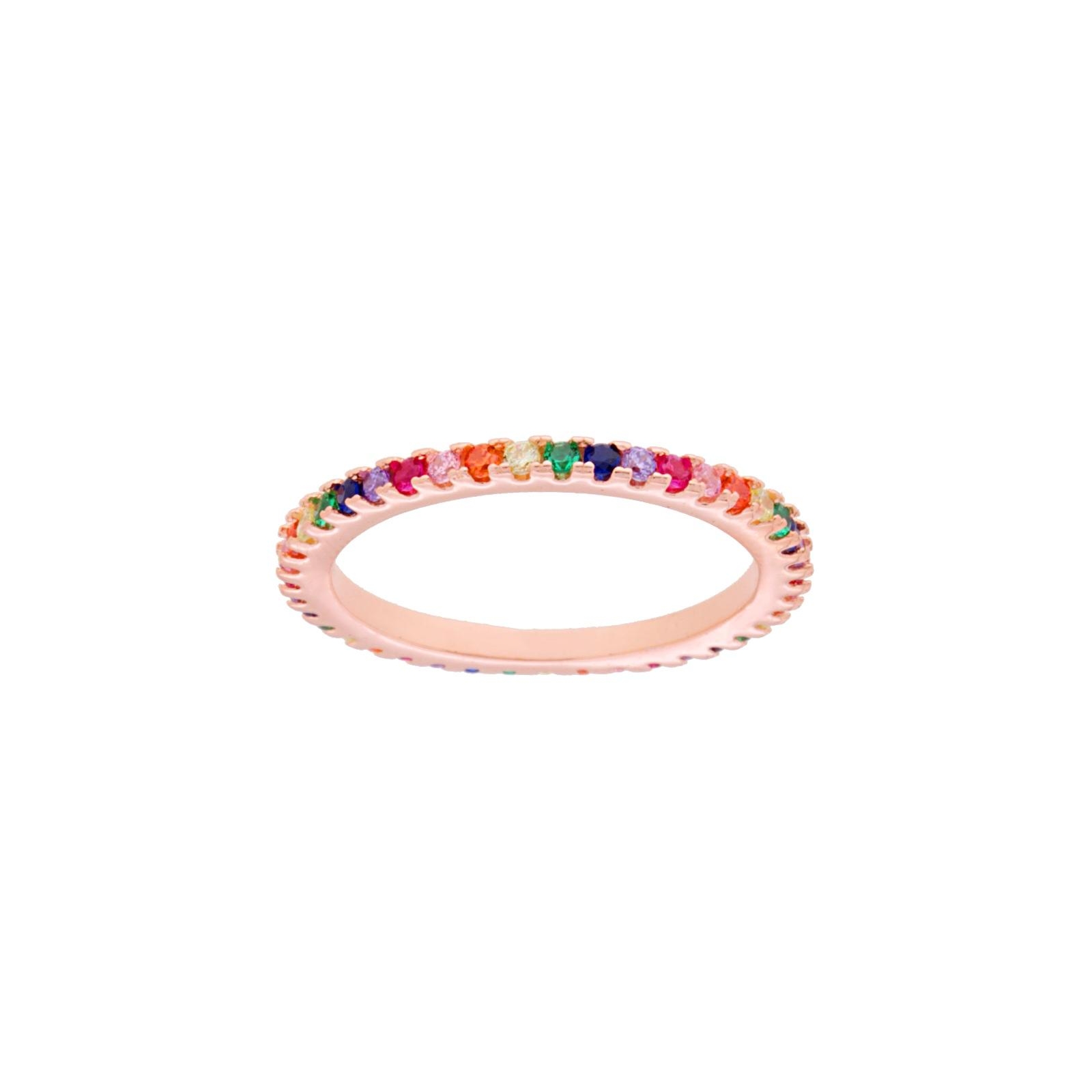 Anello veretta basic base rosa zirconi multicolore