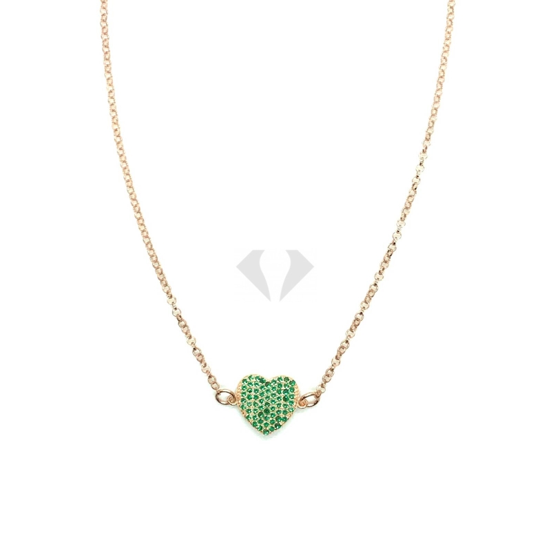 collana cuore love it in argento 925% (zirconi  verdi) GOLD ROSE