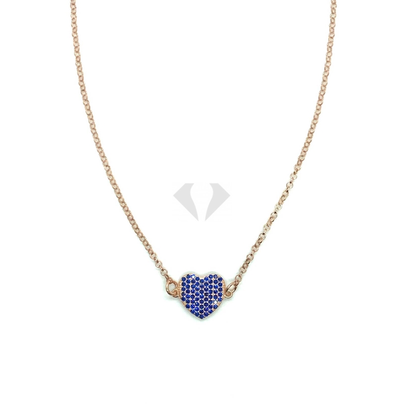 collana cuore love it in argento 925% (zirconi  blu) GOLD ROSE