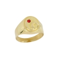 Anello con serpente e zircone rosso in oro 750