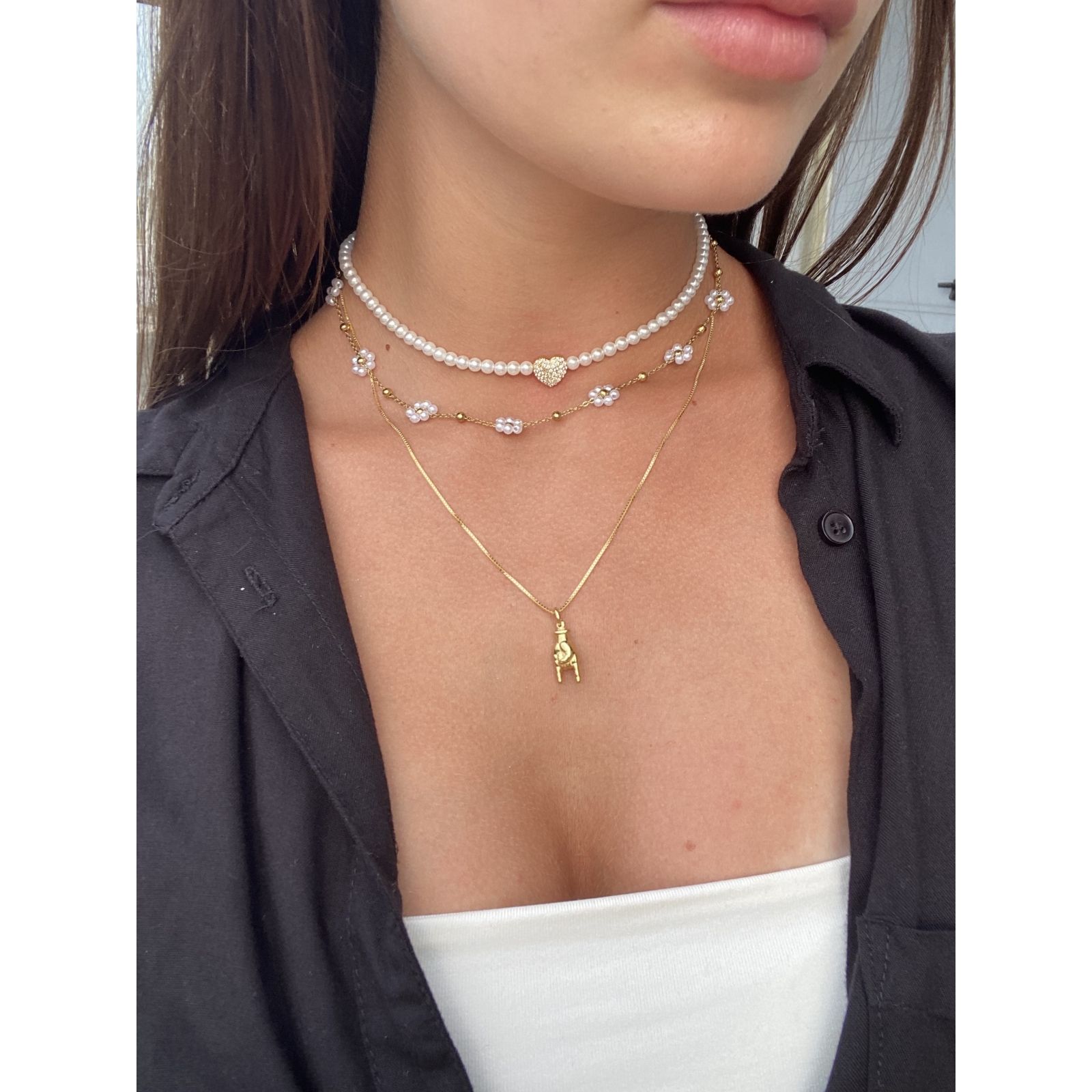 Acquista ora Collana perle e cuore su elefantebianco.jewelry