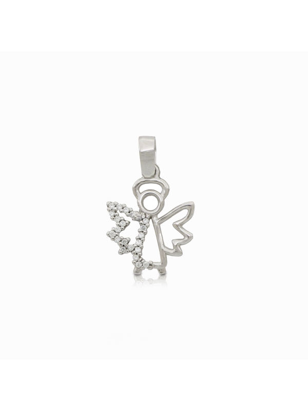 Acquista ora ciondolo angelo custode metà ala di zirconi oro 750 su elefantebianco.jewelry