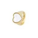 Anello cuore smalto bianco mignolo  base gold