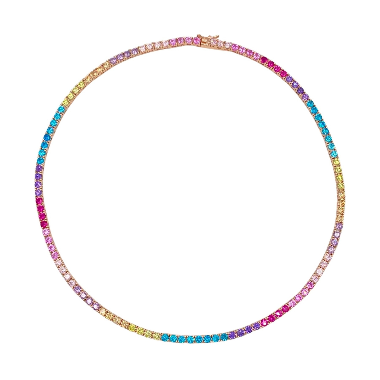 collana tennis multicolore base gold rose