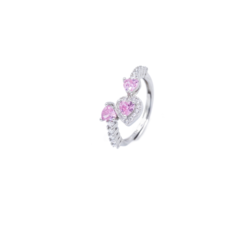 anello veretta con cuori rosa