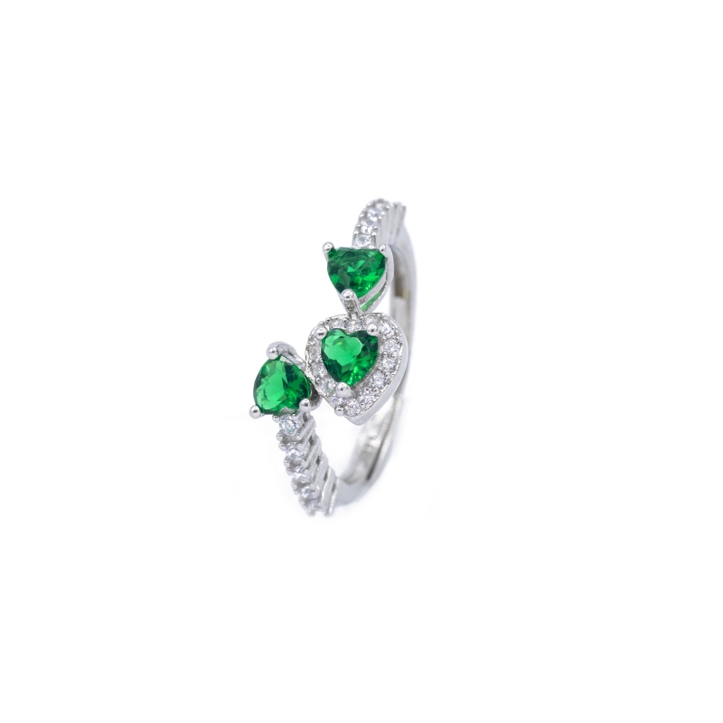 anello veretta con cuori verde