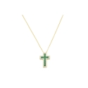 collana croce gold  baguette verde