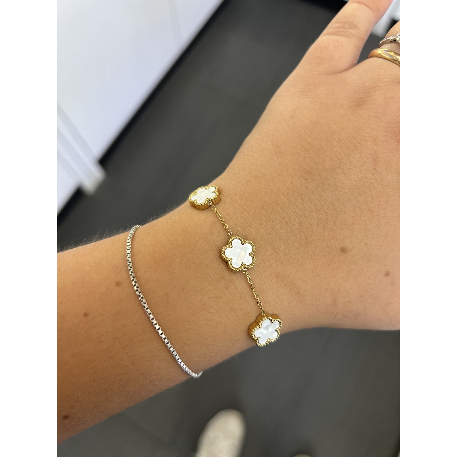 bracciale fiori (acciaio) bianco