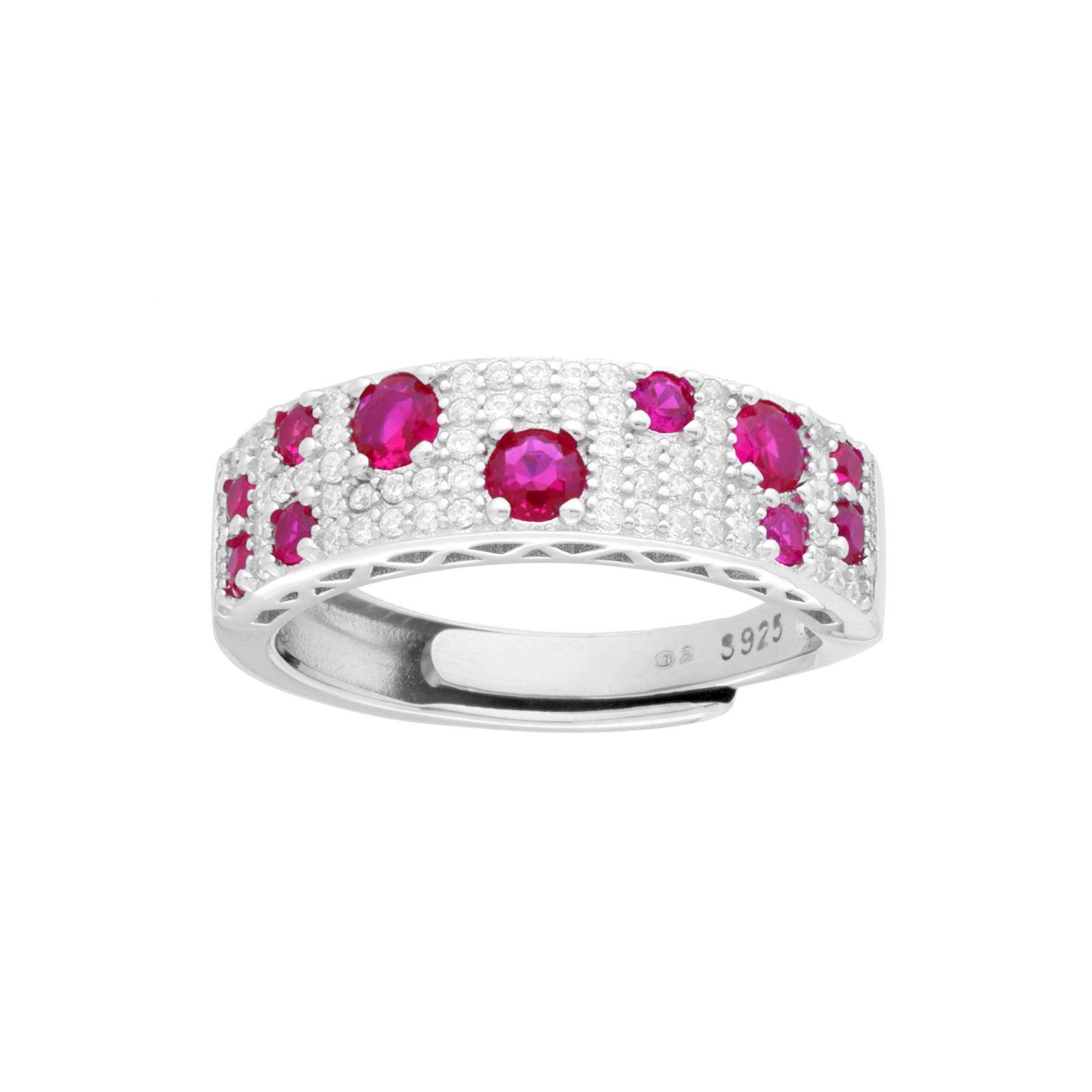 anello fascia zirconi fucsia