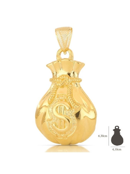 Acquista ora ciondolo sacco con soldi oro 750 su elefantebianco.jewelry
