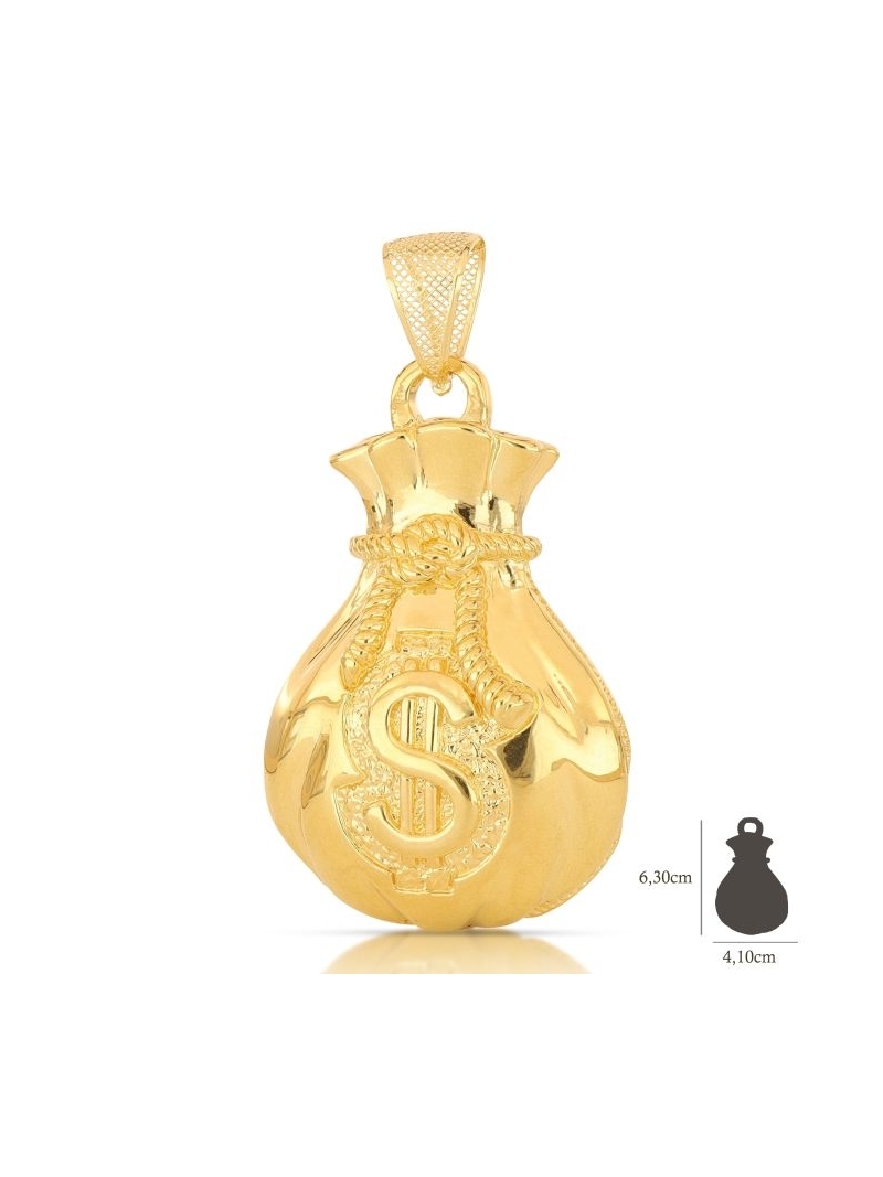 Acquista ora ciondolo sacco con soldi oro 750 su elefantebianco.jewelry