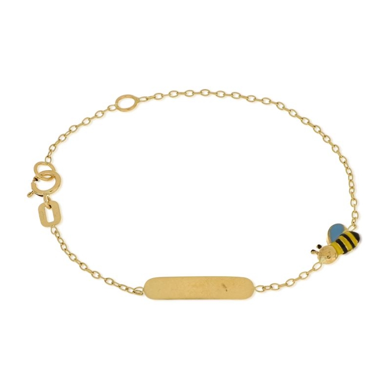 bracciale bimbo in oro 750 con targa e ape (incisone omaggio)