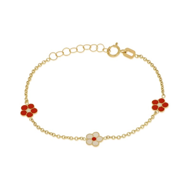 bracciale bimba con fiori oro 750
