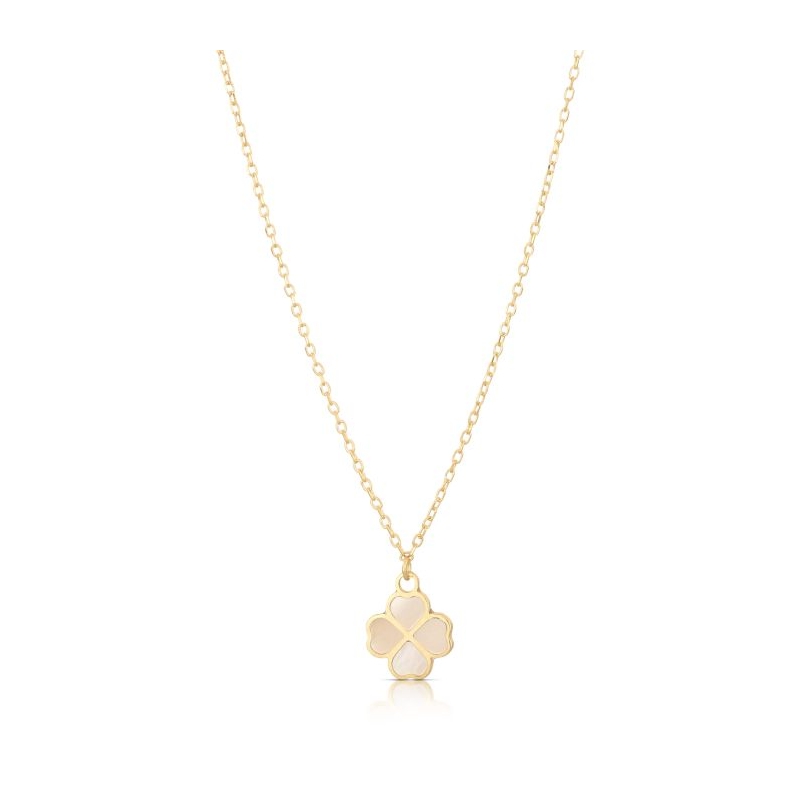 collana girocollo quadrifoglio madreperla oro 750