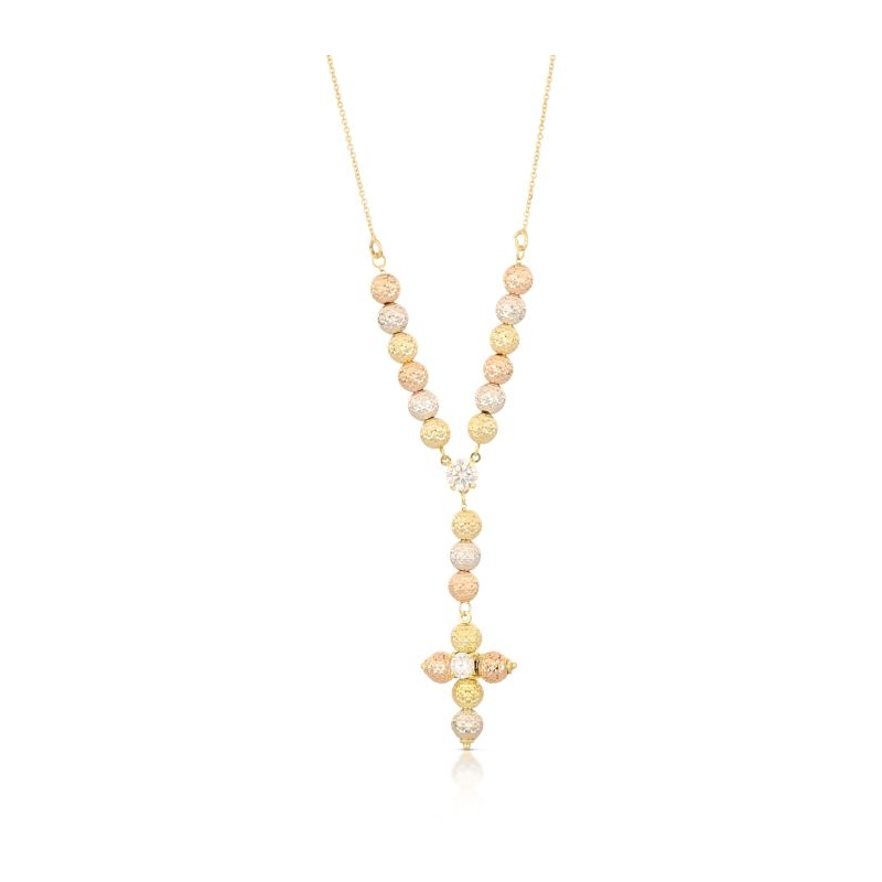 collana rosario milleluci con punto luce centrale oro 750