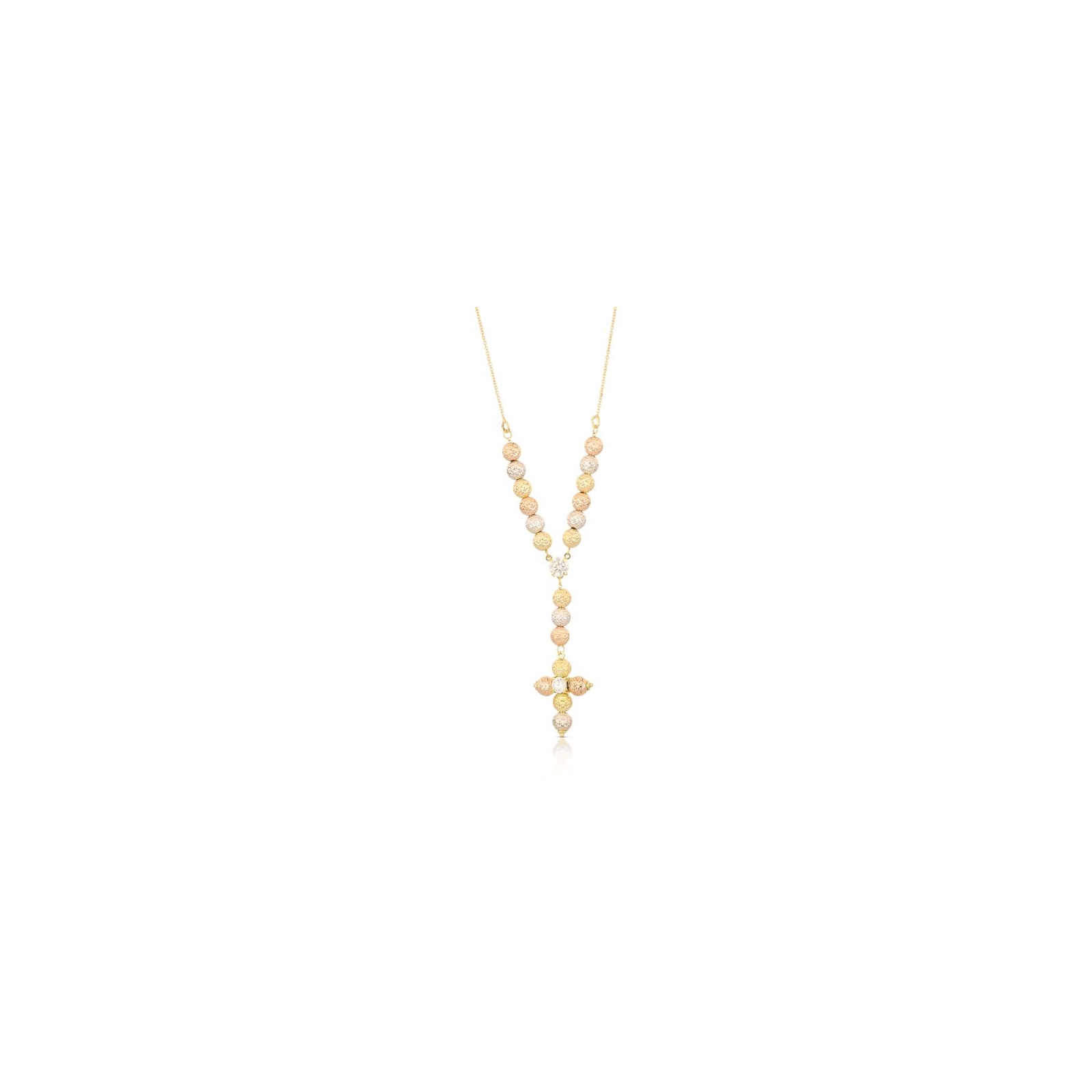 collana rosario milleluci con punto luce centrale oro 750