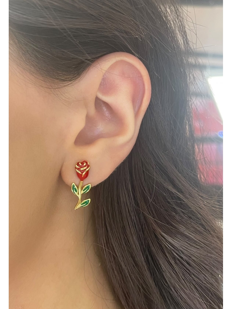 Acquista ora orecchini rosa rossa smaltati su elefantebianco.jewelry
