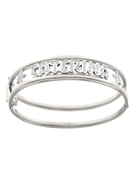 Acquista ora bracciale rigido personalizzato con zirconi e simbolo stella in oro 750 su elefantebianco.jewelry