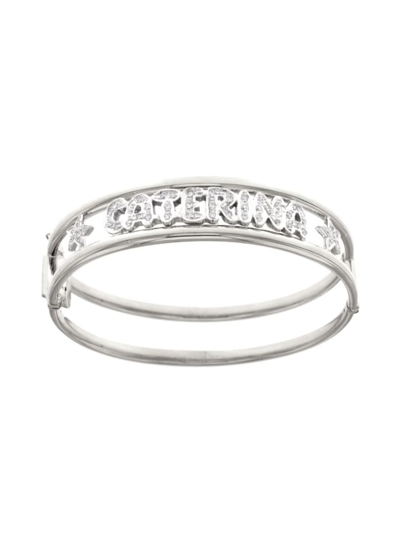 Acquista ora bracciale rigido personalizzato con zirconi e simbolo stella in oro 750 su elefantebianco.jewelry