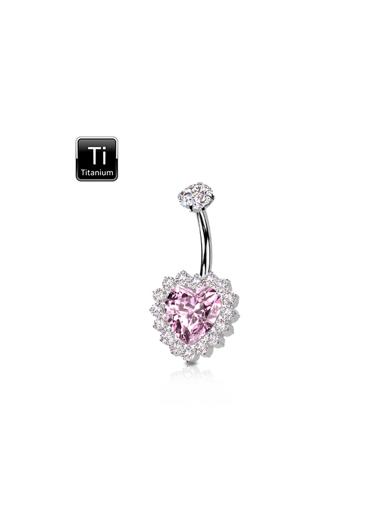 ombelico cuore rosa di zirconi