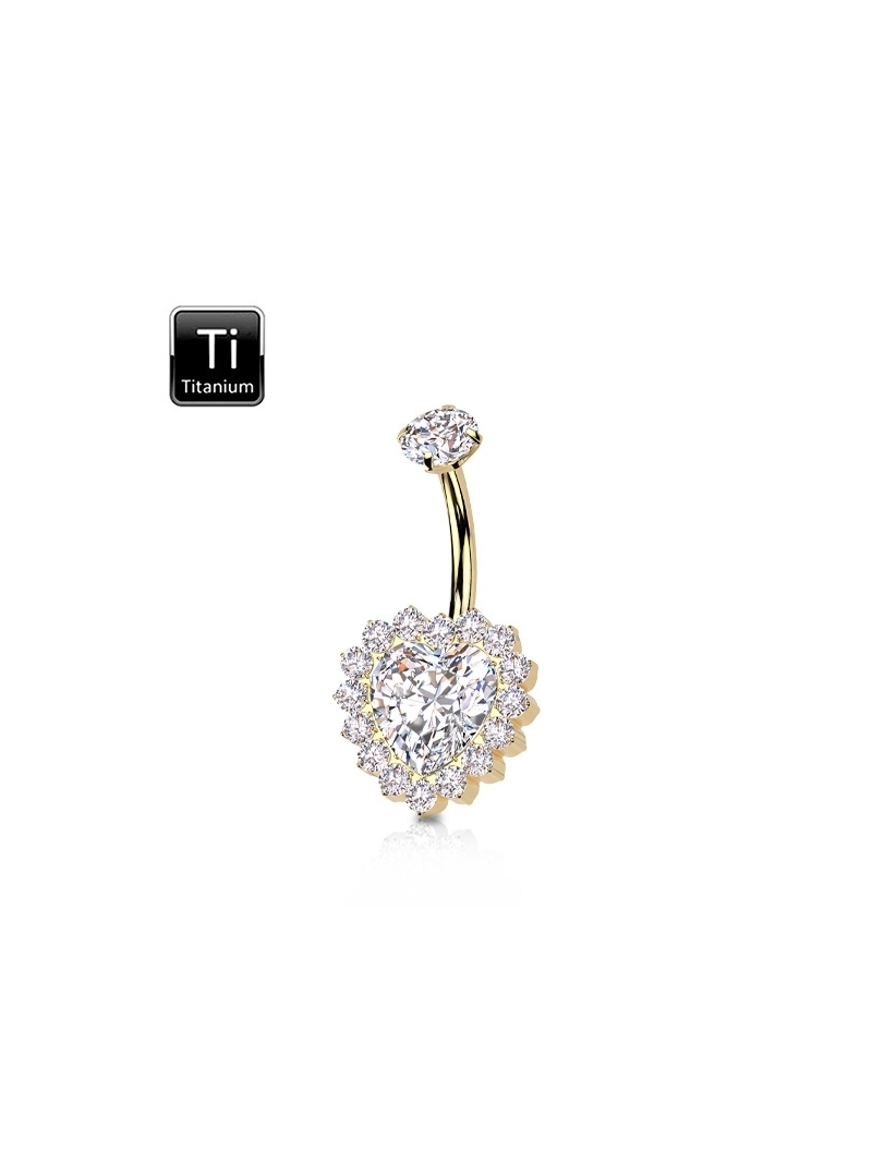 ombelico cuore gold di zirconi