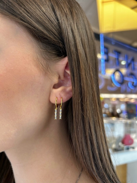 Acquista ora cerchietti pendente tre baguette gold su elefantebianco.jewelry