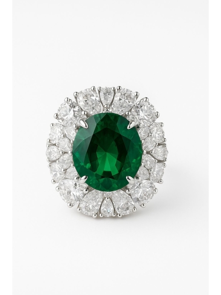 Acquista ora anello taglio ovale zircone verde su elefantebianco.jewelry