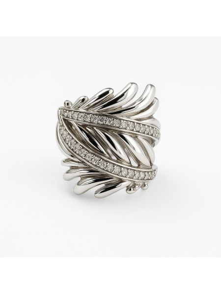 Acquista ora anello piuma zirconato su elefantebianco.jewelry