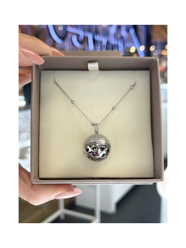 Acquista ora collana chiama angeli sfera zirconata e cuori su elefantebianco.jewelry