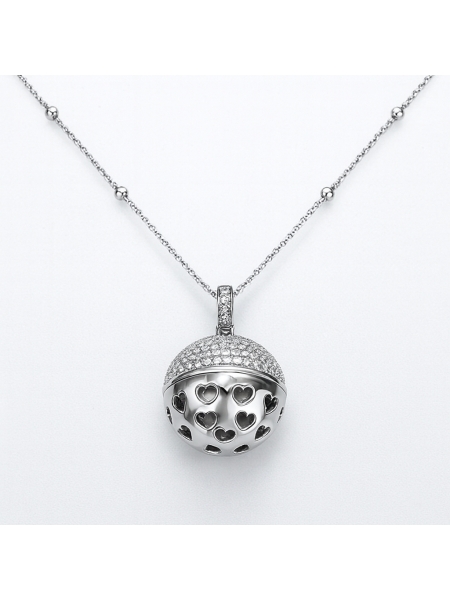 Acquista ora collana chiama angeli sfera zirconata e cuori su elefantebianco.jewelry