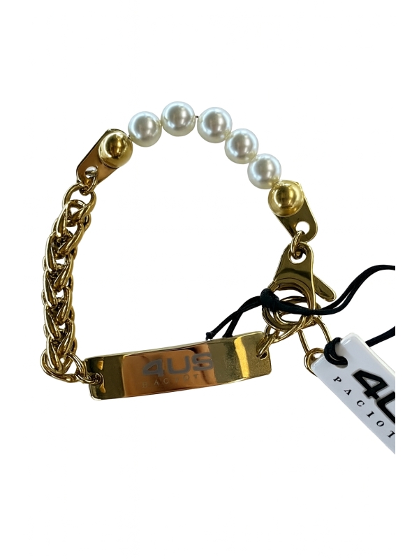 Acquista ora bracciale cesare paciotti catena con perle e piastrina oro su elefantebianco.jewelry