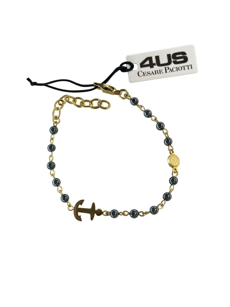 Acquista ora bracciale cesare paciotti ancora oro pallinato grigio scuro su elefantebianco.jewelry